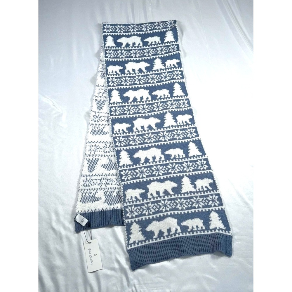 Vera Bradley Beary Merry Cool Blue Cozy Scarf NWT Super Soft